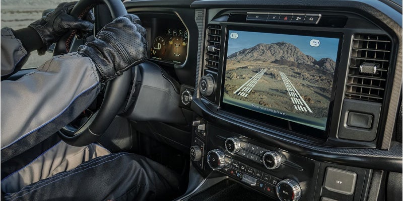 Inside safety features including the airbag on a 2025 Ford F-150